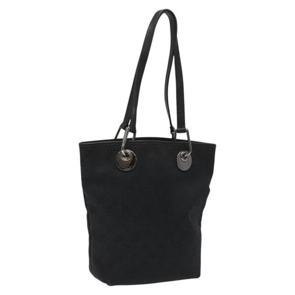 GUCCI GG Canvas Tote Bag Black Silver - Picture 1 of 16